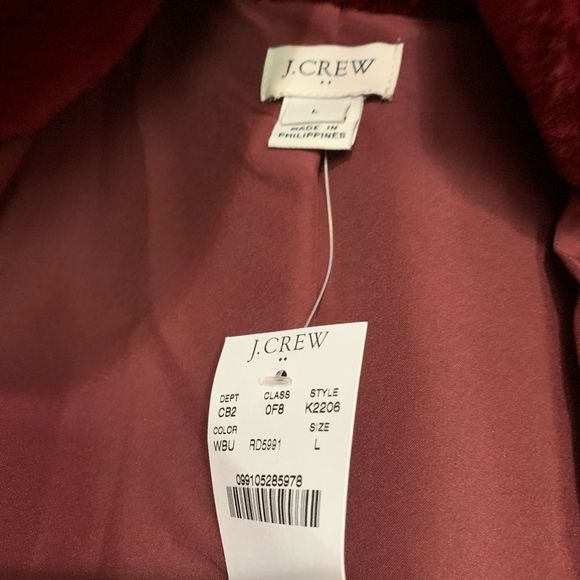 JCrew Red Faux Fur Jacket Womens L/Fits Smaller - Picture 3 of 8